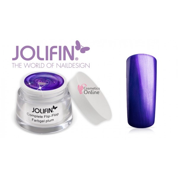 Gel UV Jolifin cu sidef Flip Flop Plum 5 ml